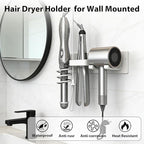 Dovyn Blow Dryer Holder Wall Mount, 3 in 1 Bathroom Hair Tool Organizer with Curling Iron Holder & Flat Iron Holder, Universal Hair Dryer Holder Rack Storage White
