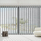 Blindify Motorized Vertical Blinds, Light Filtering Sliding Door Shades Vertical Shades Remote Control Customize, Jacquard Grey