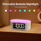 JALL Fabric Alarm Clock for Bedroom, with Big Led Screen Display, Bluetooth Stereo Sound Speaker, FM Radio, Fast Wireless Charging, USB Charging Port, Nightlight, White Noise, Ideal for Gift, Gray