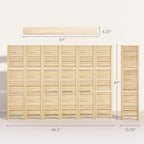 HOMCOM Room Divider, 6 Panel 67" Tall Wood Privacy Screen with 3 Display Shelves, and Folding Storage for Bedroom or Home Office, Natural Wood