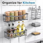 EUDELE 5-Pack Rustproof Stainless Steel Shower Caddy – No Drill Adhesive Bathroom Organizer with Large Capacity, Spacious Shower Shelves for Inside Shower, Kitchen & Home Decor Storage-XL Size