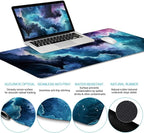 LIMKRIAN Galaxy Mouse Pad Set Large Desk Matt for Desktop, Ergonomic Mouse Pad with Wrist Rest, Gaming Mousepad Wrist Support Keyboard Mat Cup Coaster Set Cute Office Desk Decor Accessories