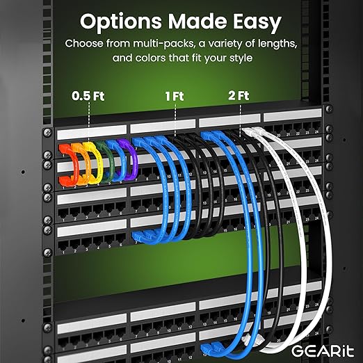 GEARit Cat 6 Ethernet Cable (100-Pack 2 Feet) Cat6 Network Patch, 10Gbps, RJ45, Snagless Cord, Gold-Plated Connectors, Internet for PC, TV, Tablet, Router, Printer, Servers, IT Data Center - White