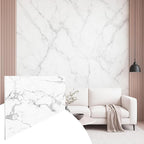 Dundee Deco Faux Marble Wall Panels - Sample - Glossy, Waterproof Indoor Wall Cladding - White, Grey, Black Veins - Sample 6" x 6"