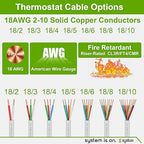 Syston 18/10 Thermostat Doorbell HVAC Heating Control Cable Wire, 100% Solid Copper Conductors CL3R/FT4/CMR Riser-Rated UL/ETL Listed, UV Resistant RoHS for Indoor/Outdoor Low Voltage Applications Use