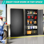 SISESOL Wide & Deep Metal Storage Cabinet with Lock & 5 Shelves,72" Black Garage Storage Cabinet with Locking Doors,Lockable Cabinets for Home,Office,Garage,Shop,Basement 72x36x18