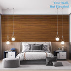 Art3d 4-Piece 94 x 12.6 Inch Acoustic Lightweight Slat Wall Panel - Waterproof Wood Textured Wainscoting Panel of 33 Sq.Ft for Bedroom, Home Theater Office Accent Wall, Teak