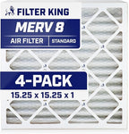 Filter King 15.25x15.25x1 Air Filter | 4-PACK | MERV 8 HVAC Pleated A/C Furnace Filters | MADE IN USA | Actual Size: 15.25 x 15.25 x .75"