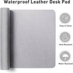 Aothia Large PU Leather Desk Pad Protector - Non-Slip Mouse Pad & Writing Mat for Office/Home, Waterproof, Easy to Clean (36" x 17", Smoky Lavender)