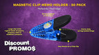 50 Magnetic Memo Holders Set - Customizable Text, Logo - Large Clip, Plastic - TBlue