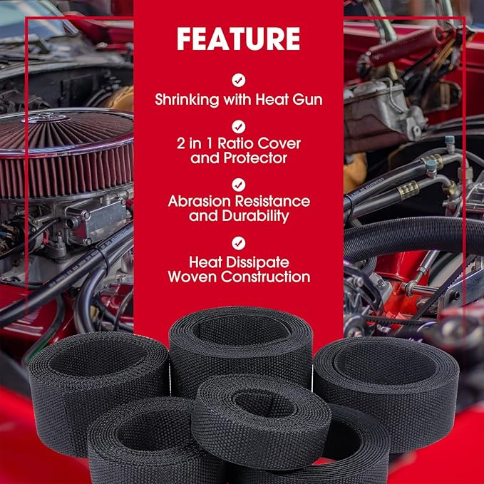 Sonoreboom 2 in 1 Heat Shrink Braided Sleeving Fabric Tubing-Ideal fit Irregular Shape Hose/Cable/Wire (14FT, 2"(50mm))