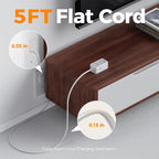 TESSAN Small Flat Plug Power Strip with 1 PD20W Retractable USB C Cable, 5 ft Ultra Thin Extension Cord with 3 AC Outlets 3 USB Ports, 5 ft Slim Plug for Cruise Ship Travel, Dorm, Home Office