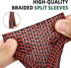 Split Wire Loom Tubing, Cable Protector Sleeve, Braided Cable Management for TV/Computer/Home Theater/Engine Bay, Cord Protectors from Pets No Chew (Red and Black, 3/4"-25ft)