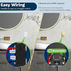 TOPGREENER Motion Sensor Light Switch, Occupancy & Vacancy Motion Sensor Switch, 𝐎𝐩𝐞𝐫𝐚𝐛𝐥𝐞 𝐖𝐢𝐭𝐡𝐨𝐮𝐭 𝐆𝐫𝐨𝐮𝐧𝐝 𝐖𝐢𝐫𝐞, No Neutral Wire, Single Pole, TDOS5-HL-GD, Gold