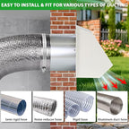 7Inch Hooded Wall Vent with Screen and Damper,Galvanized Steel Exhaust Vent Cover Cap Outside,Wall Vent Cover Exterior Outdoor Vent Hood for Kitchen Range Hood Laundry Dryer Bathroom Fan Duct Air Vent
