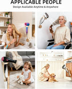 Hands Free Hair Dryer Holder Wall Mounted with Suction Cup, No Drill Installation for Damage-Free Walls, 360° Adjustable Blow Dryer Holder Fits Most Hair Dryers for Bathroom Organization 1Pack(Cream)