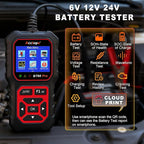 Acclope BT60 Pro Car Battery Tester with Cloud Printing,100-3000 CCA, Digital Analyzer for 6V/12V/24V Batteries, AGM Lithium Gel Battery Checker, Automotive Alternator System