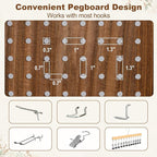 Giantex 4 Panel Pegboard Display & Room Divider, 5.6FT Folding Pegboard Stand for Crafting Show Jewelry Retail, Freestanding Privacy Screen, Wooden Partition Wall Divider for Room Separation, Brown