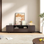 Epecoya TV Stand with Storage Cabinets for Living Room, Modern Wood Fluted TVs Media Console for 55/60/65 Inch TVs, Mid Century Television Stands with Drawer and Open Shelve for Bedroom, Dark Walnut