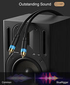 BlueRigger RCA Audio Subwoofer Cable (6FT, Dual Shielded, Gold Plated RCA Connectors) – for Subwoofer, Amplifier, Home Theater