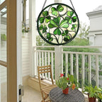 CRISGIF Stained Glass Window Hanging - Ireland Green Lucky Clover Suncatcher for Doors Garden St. Patrick's Day Sun Catchers Decor Mother's Day Birthday for Women Men Mom Nana 7.8 in