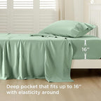 Bedsure Cooling Sheets Twin XL, Rayon Derived from Bamboo, Breathable & Soft Twin XL Sheet Sets, Deep Pocket Up to 16 Inches, Hotel Luxury Silky Dorm Bedding for Hot Sleepers, Sage Green