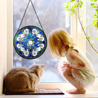 DASTOLL Stained Glass Window Hanging, Boho Style Sun Catchers Diamond Glass Panel Hangings Tiffany Suncatcher Decor for Birthday for Women, Men, Wife, Aunt, and Mom 9.8 in