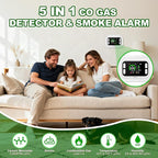 Carbon Monoxide Detector Plug in Wall, 5 in 1 Natural Gas Detector & Smoke Alarm with HD Digital Screen, Portable Smoke Detector for Travel, CO Propane Gas Detector for Home Hotel Camping RV (White)