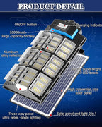 Gefolly SL-7200W Solar Street Light Outdoor, Wide Angle 450000LM 3000K/4000K/6500K Commercial Parking Lot Light Dusk to Dawn, IP67 Flood Outdoor Lamp for Basketball Court, Road, Yard