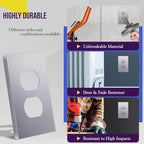 ENERLITES Elite Series Duplex Outlet Receptacle Cover, Screwless Wall Plate, Standard Size, 1-Gang 4.68" x 2.93", Unbreakable Polycarbonate Thermoplastic, UL Listed, SI8821-SV-5PCS, Silver, 5 pack