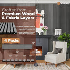 Avana Acoustic Wood Wall Panels – 94.4 x 12.6 Inch Gray Oak Acoustic Panels 4 PCs – Wall Panels For Interior Wall Decor For Homes, Offices, Studios – Pleasing Decorative Wood Panels For Wall