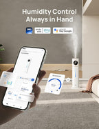 DREO HM735S 11L Smart Humidifier Large Room 700 ft², 100H Cool Mist Air Humidifiers for Bedroom, Top-Fill, Clean Tank Technology, 26dB, Auto Mode, Aroma Box, RGB, Remote & APP Control, Baby, White