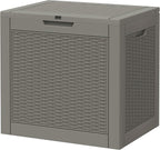 NUNU LAB 31 Gallon Outdoor Storage Box Waterproof, Outside Package Delivery Deck Boxes with Lockable Lid, Backyard Storage Bin For Garden Tools, Patio Cushions Accessories, Gray