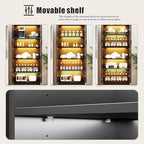 Dystler Display Cabinet with Adjustable Shelves, 65" Tall Bookcase with LED Lights/Human Sensor, 5 Tier Display Case for Collectibles Bedroom Living Room Office, Black - Transparent Acrylic Doors
