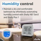 Shelly H&T Gen3 White | Wi-Fi & Bluetooth Smart Temperature & Humidity Sensor with Remote App Control | Smart Scenes | LCD Display