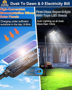Gefolly SL-4600W Solar Street Light Outdoor 460000LM Wide Angle Commercial Parking Lot Lights Dusk to Dawn 6500K Flood Security Light IP67 Lamp for Basketball Court, Yard