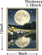 URVIP LED Glowing Photo Frame, 3D Starry-Sky Blue Moon Wall Art, 9x12 Inches Dimmable Light Up Light Painting for Bedroom, Unique Aesthetic Decor, Great Birthday Gift for Women Men