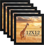 TKYGU 12x12 Picture Frame Set of 5, Black Wooden Frame 12x12 Square Wall Gallery Poster Photo frame with Durable Shatter Resistant Plexiglass,Horizontal and Vertical Formats for Wall Hanging best gift