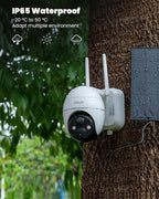 ieGeek Security Cameras Wireless Outdoor, 2K WiFi Home Security System 360° PTZ Camera 2 Pack, Solar/Battery Powered Cam with Spotlight/Siren/AI/Motion Sensor/3MP Color Night Vision, Works with Alexa