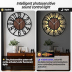LEIKE Large Wall Clocks with Night Light Battery Operated,Silent Non Ticking,Rustic Modern Big Wood Clock for Living Room, Bedroom,Kitchen,Farmhouse,Office,Home Decor-32 Inch(Black-Arabic Number)