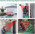 Wireless Driveway Alarm, Outdoor Weatherproof Motion Sensor & Detector with 600ft Range, Microwave Infrared Home Security Alert System for Driveway/Garage/Indoor/Outdoor (1 Receiver+2 Sensors)