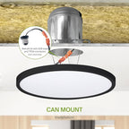 ASD LED 12" Round Flush Mount Ceiling Light Fixture, Low Profile Surface Lighting | 5CCT, Dimmable, Ultra-Thin, ETL Listed | 24W 1900LM 2700-6000K 120V | Kitchen, Bedroom, Hallway Lamp | Black, 4 Pack