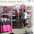 Exttlliy Retail Display Stand Store Display Rack 5 Tier Metal Spinning Display Stand Rack with Wheels Keychain Jewelry Stocking Hat Display Stand with Hooks for Malls, Showroom, Retail Store (Grey)