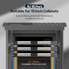 PBAEGAV 16 Port Patch Panel Blank UTP/STP 1U 19" Keystone Patch Panel with Cable Management and Support Bar Compatible with LC/SC/ST/FC/USB/HDMI Keystone Jack(16 Port)