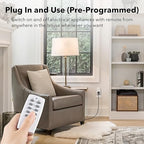 BN-LINK Mini Wireless Remote Control Outlet Switch Power Plug in for Household Appliances, Wireless Remote Light Switch, LED Light Bulbs, White (2 Remotes + 5 Outlets) 1250W/10A