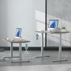 Fromann Electric Standing Desk Frame Dual Motor 3 Stages Height Adjustable Desk Legs with USB A+ C Ports Sit Stand up Desk Base for Home and Office (Grey)