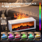 Fireplace Flame Air Diffuser Humidifier,7 Colors Aromatherapy Essential Oil Diffuser,Ultrasonic Aroma Humidifier with Timer for Home,Bedroom,Office,Yoga (WhiteA, L)