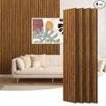 Art3d 4-Piece 94 x 12.6 Inch Acoustic Lightweight Slat Wall Panel - Waterproof Wood Textured Wainscoting Panel of 33 Sq.Ft for Bedroom, Home Theater Office Accent Wall, Teak