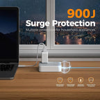 TESSAN Surge Protector Flat Extension Cord 5Ft, Flat Plug Power Strip with 4 Outlets 3 USB Ports (1 USB C), 900 Joules Protection, Multiple Wall Outlet Extender Suitable for Home Office Dorm, Grey