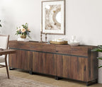 Wampat Modern TV Stand for 100 inch TVs, 3 in 1 Entertainment Center Console with Adjustable Shelves and Metal Base for Living Room, Bedroom, Brown | 3 in 1